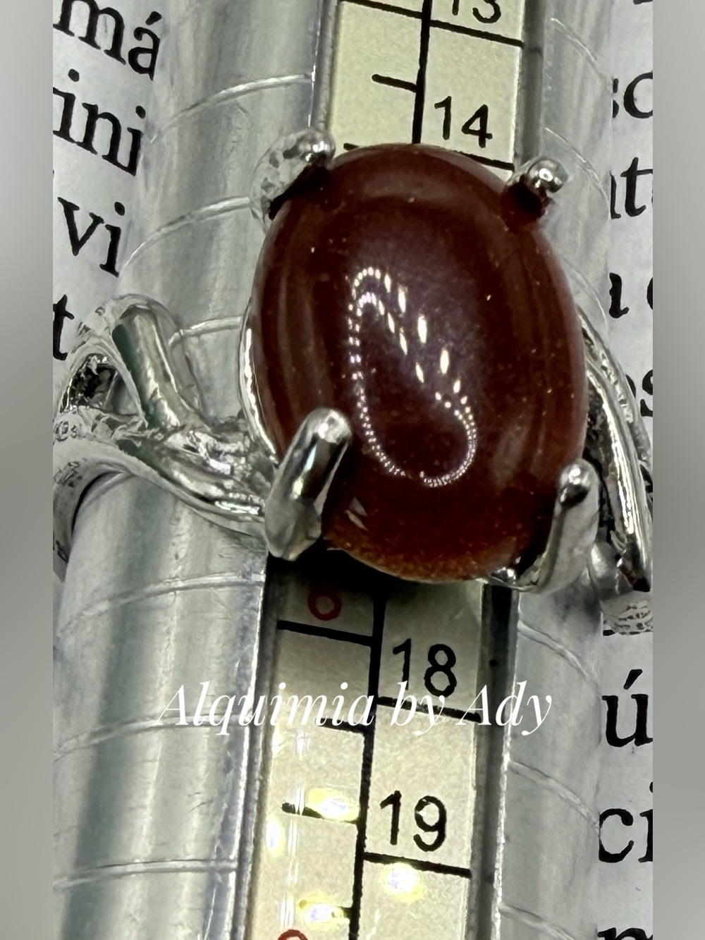 Sparkling Brown Goldstone Oval Ring in Silver-Tone Setting